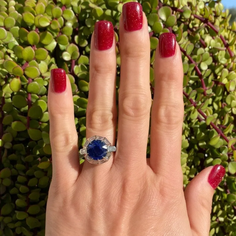 Platinum Art Deco 2.35ct Round Sapphire & .85tcw Diamond Ring s7.25 at Regard Jewelry in Austin,