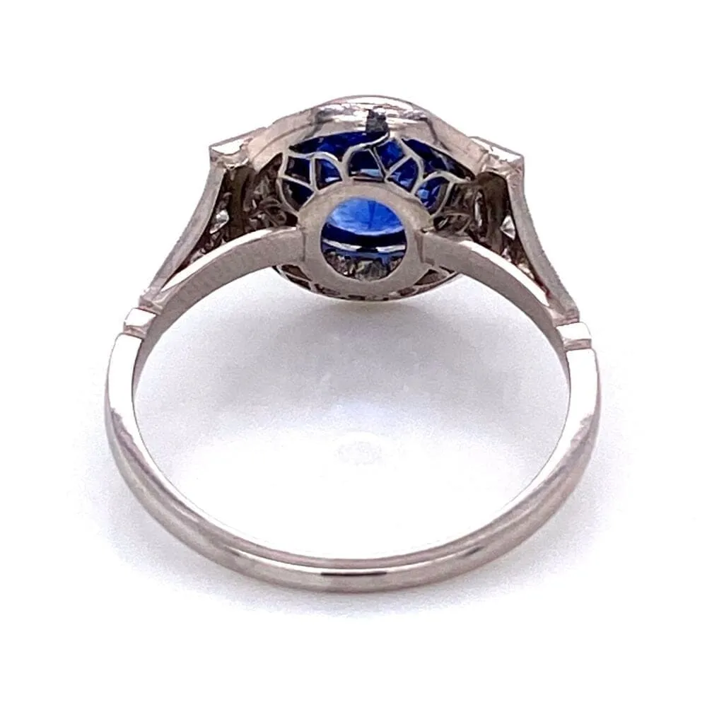 Platinum Art Deco 2.35ct Round Sapphire & .85tcw Diamond Ring s7.25 at Regard Jewelry in Austin,