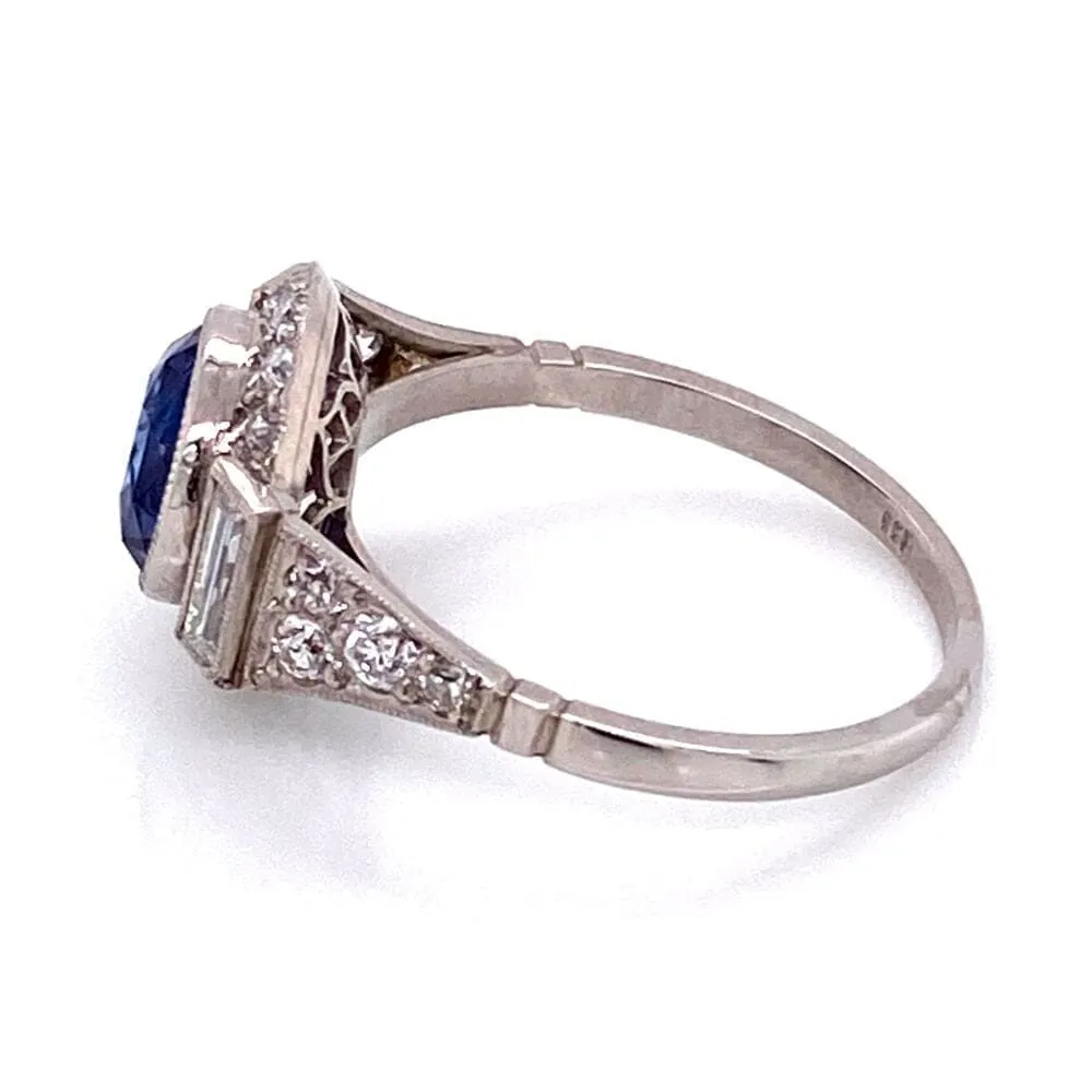 Platinum Art Deco 2.35ct Round Sapphire & .85tcw Diamond Ring s7.25 at Regard Jewelry in Austin,