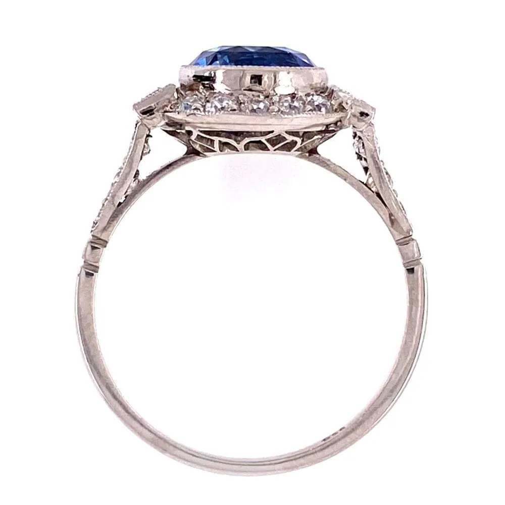 Platinum Art Deco 2.35ct Round Sapphire & .85tcw Diamond Ring s7.25 at Regard Jewelry in Austin,