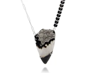 Platinum Druzy Offset Chevron Necklace