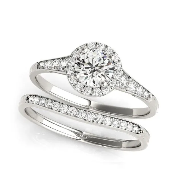 Round Halo Diamond Engagement Mounting with Tapered Sides in White Gold