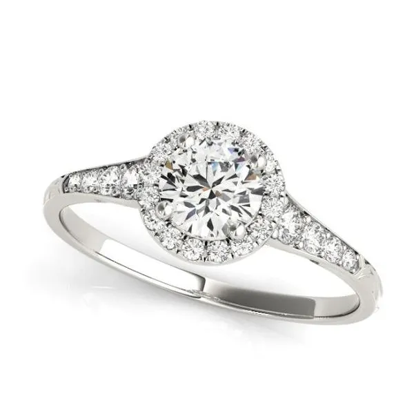 Round Halo Diamond Engagement Mounting with Tapered Sides in White Gold
