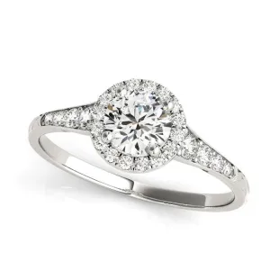 Round Halo Diamond Engagement Mounting with Tapered Sides in White Gold