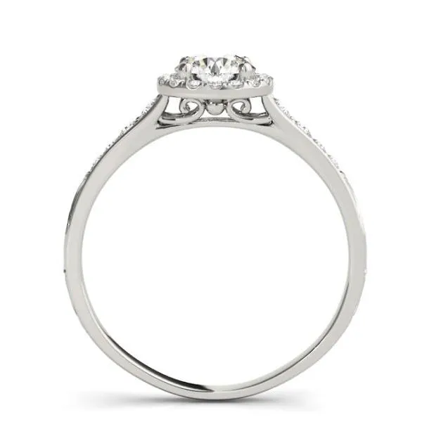 Round Halo Diamond Engagement Mounting with Tapered Sides in White Gold