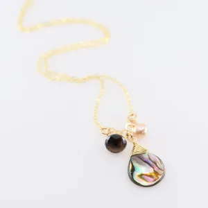 Small Gemstone Cascade Necklace with Abalone