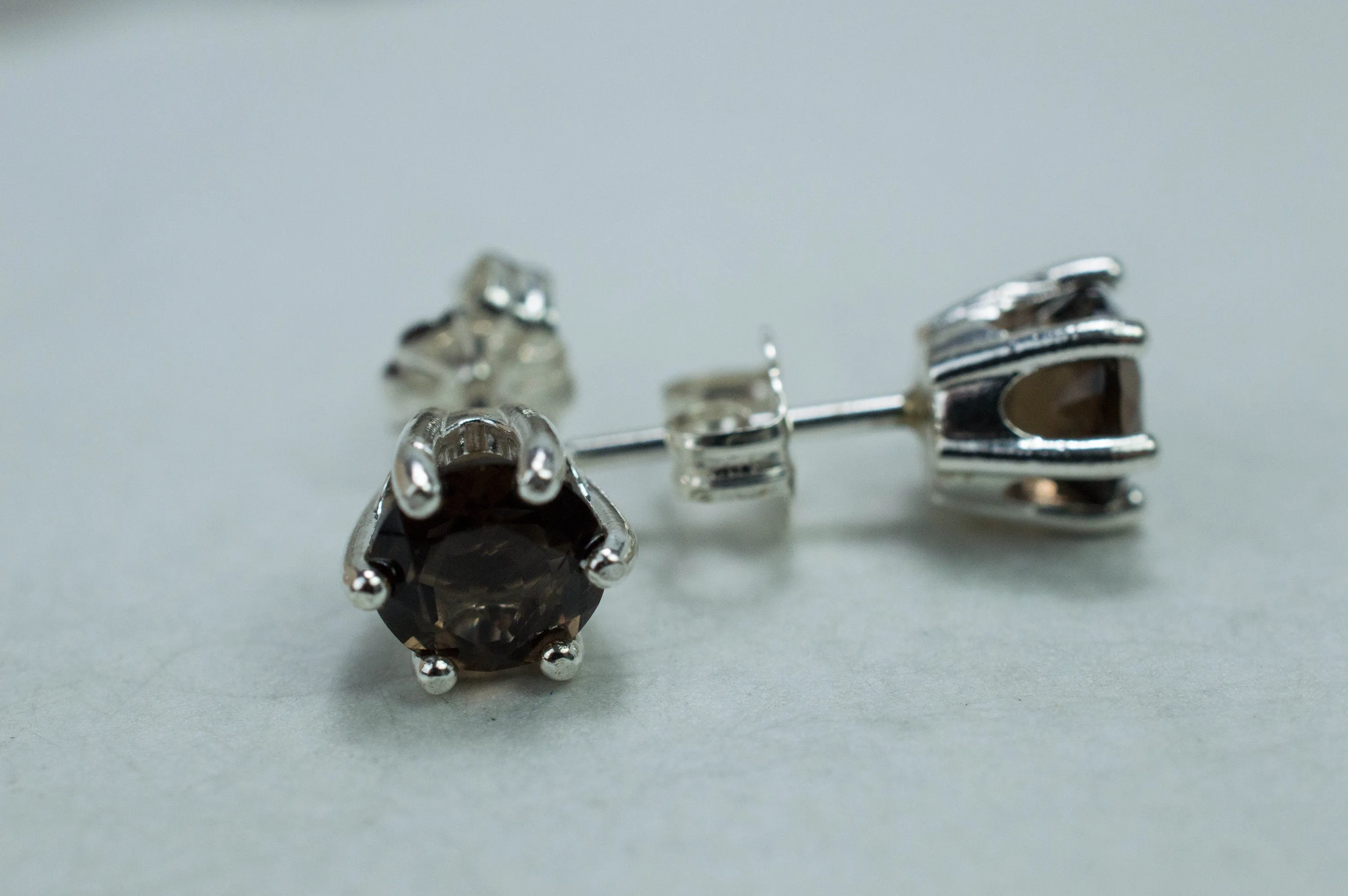 Smoky Quartz Earrings; Genuine Untreated USA Quartz; 1.535cts