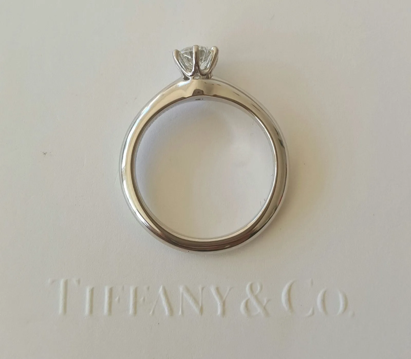Tiffany & Co 0.53ct H/VS1 Classic Diamond Solitaire Engagement Ring Platinum