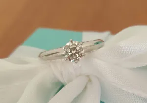 Tiffany & Co 0.53ct H/VS1 Classic Diamond Solitaire Engagement Ring Platinum