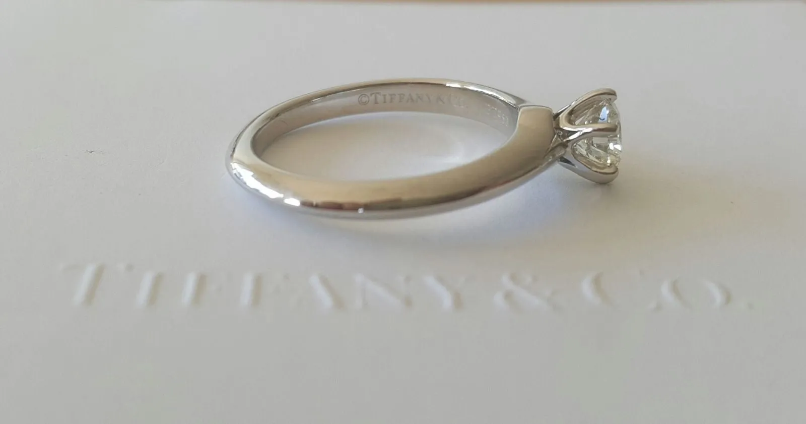 Tiffany & Co 0.53ct H/VS1 Classic Diamond Solitaire Engagement Ring Platinum
