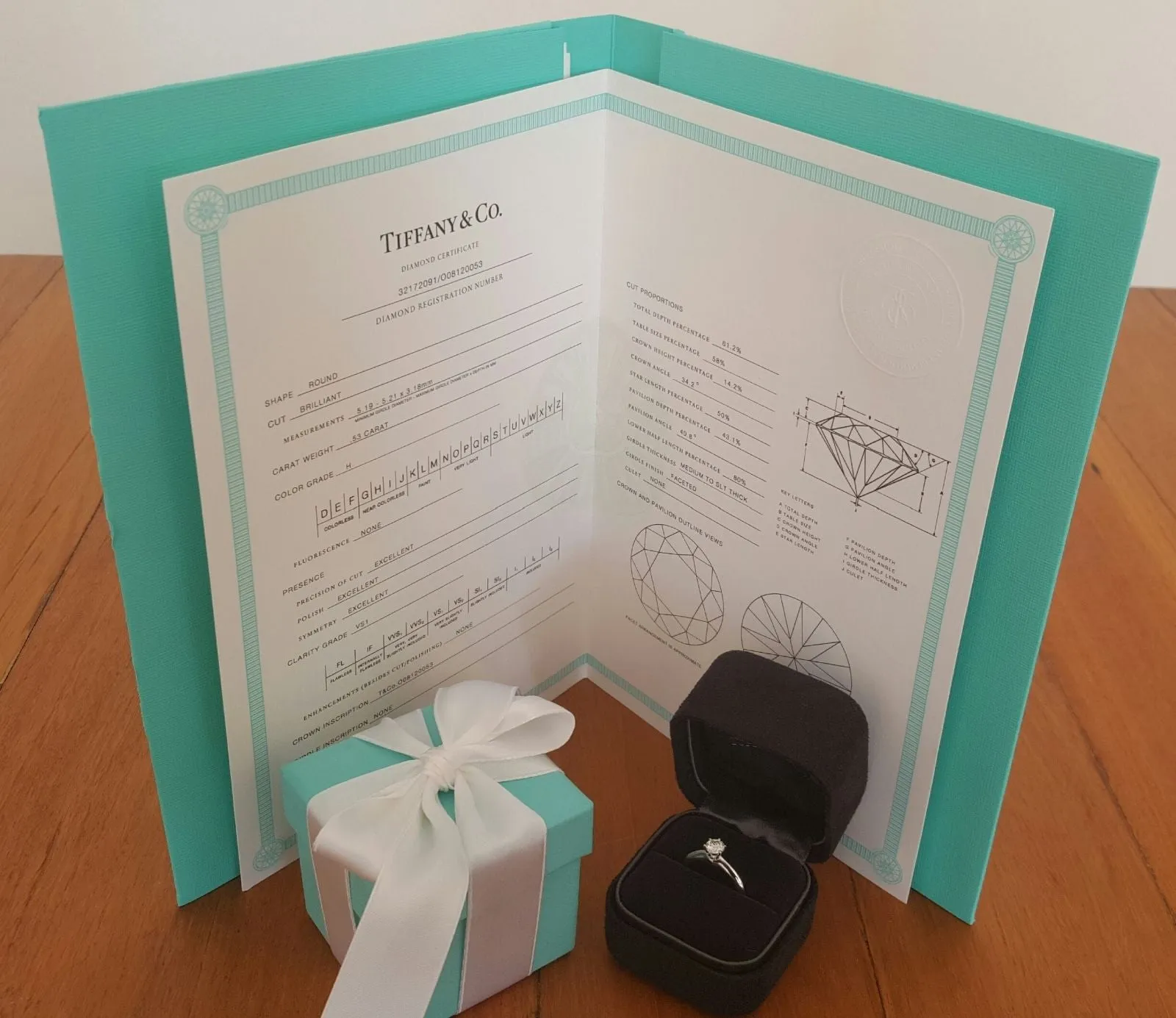 Tiffany & Co 0.53ct H/VS1 Classic Diamond Solitaire Engagement Ring Platinum