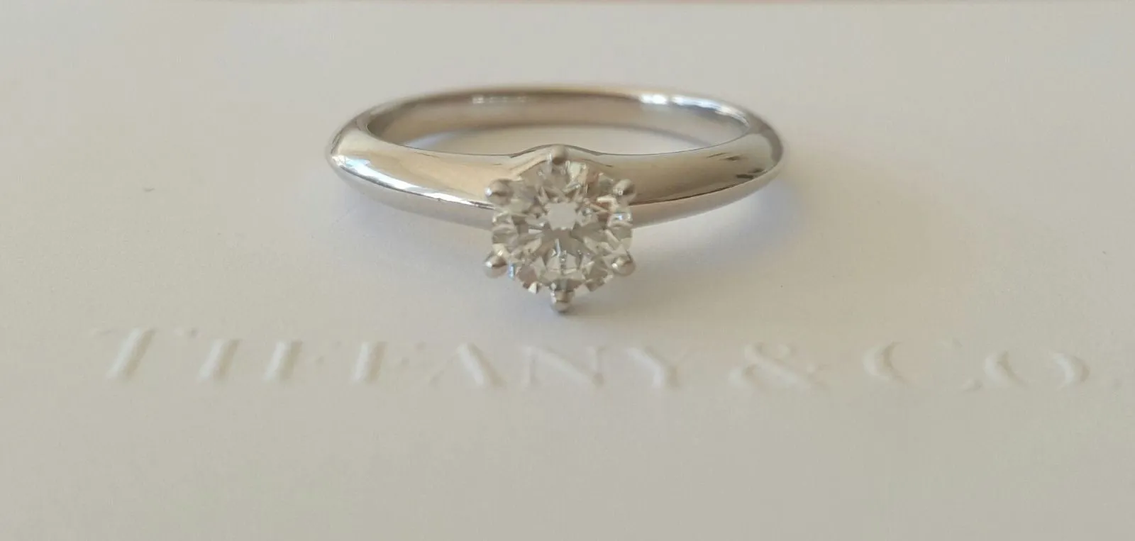 Tiffany & Co 0.53ct H/VS1 Classic Diamond Solitaire Engagement Ring Platinum