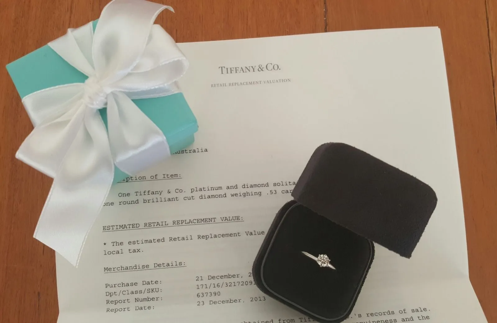 Tiffany & Co 0.53ct H/VS1 Classic Diamond Solitaire Engagement Ring Platinum