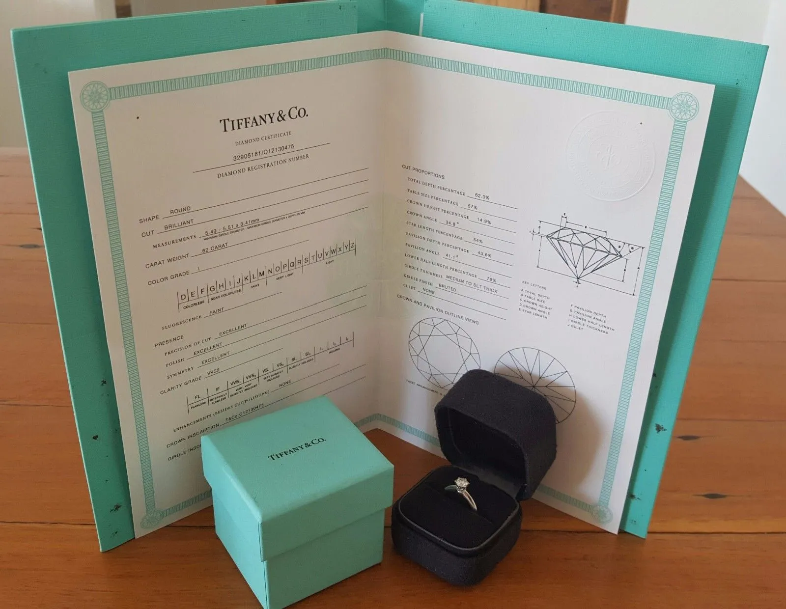 Tiffany & Co 0.62ct I/VVS2 Diamond Solitaire Classic Engagement Ring Platinum
