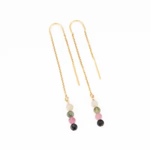 Watermelon Tourmaline Threader Earrings